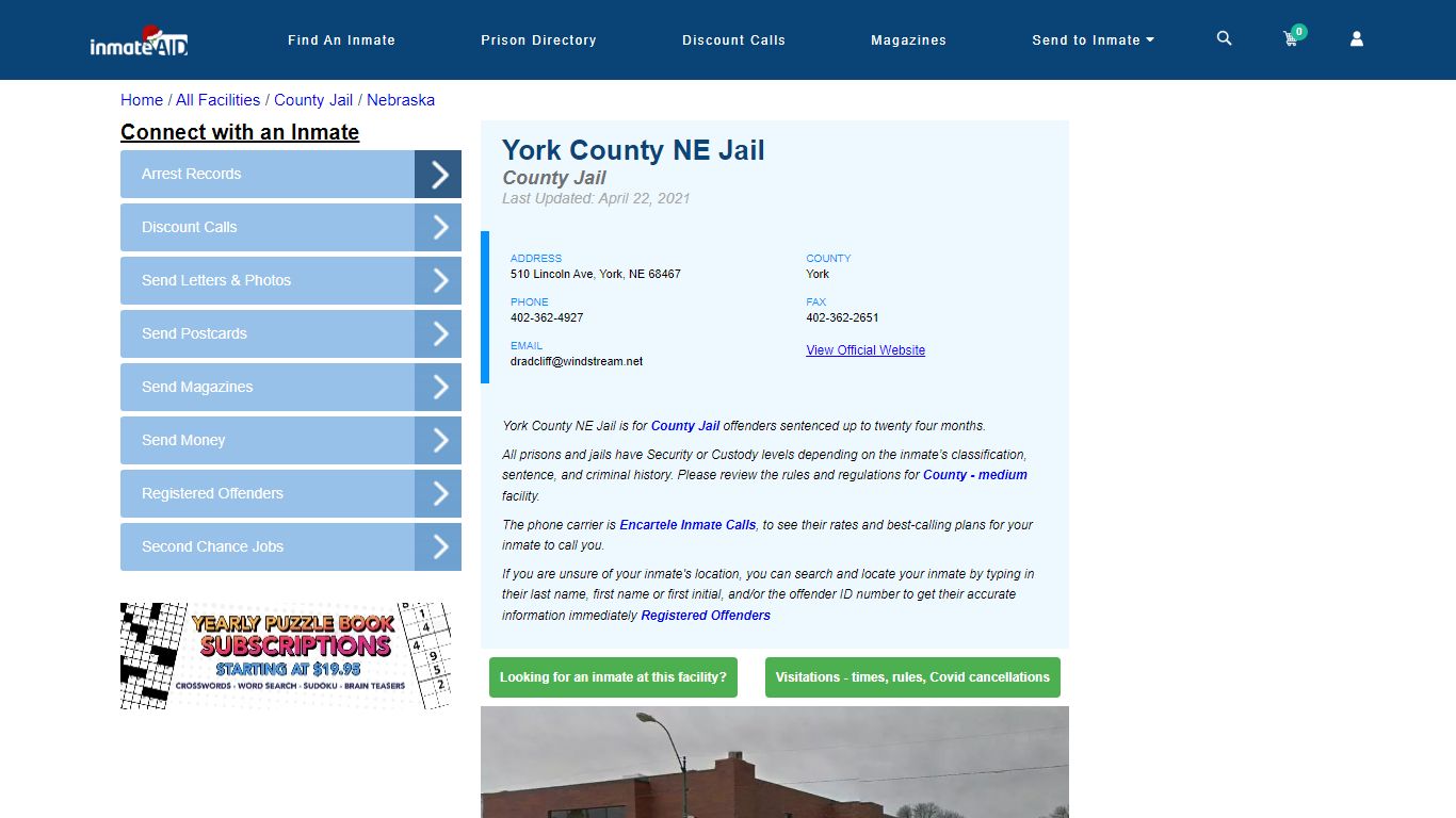 York County NE Jail - Inmate Locator - York, NE