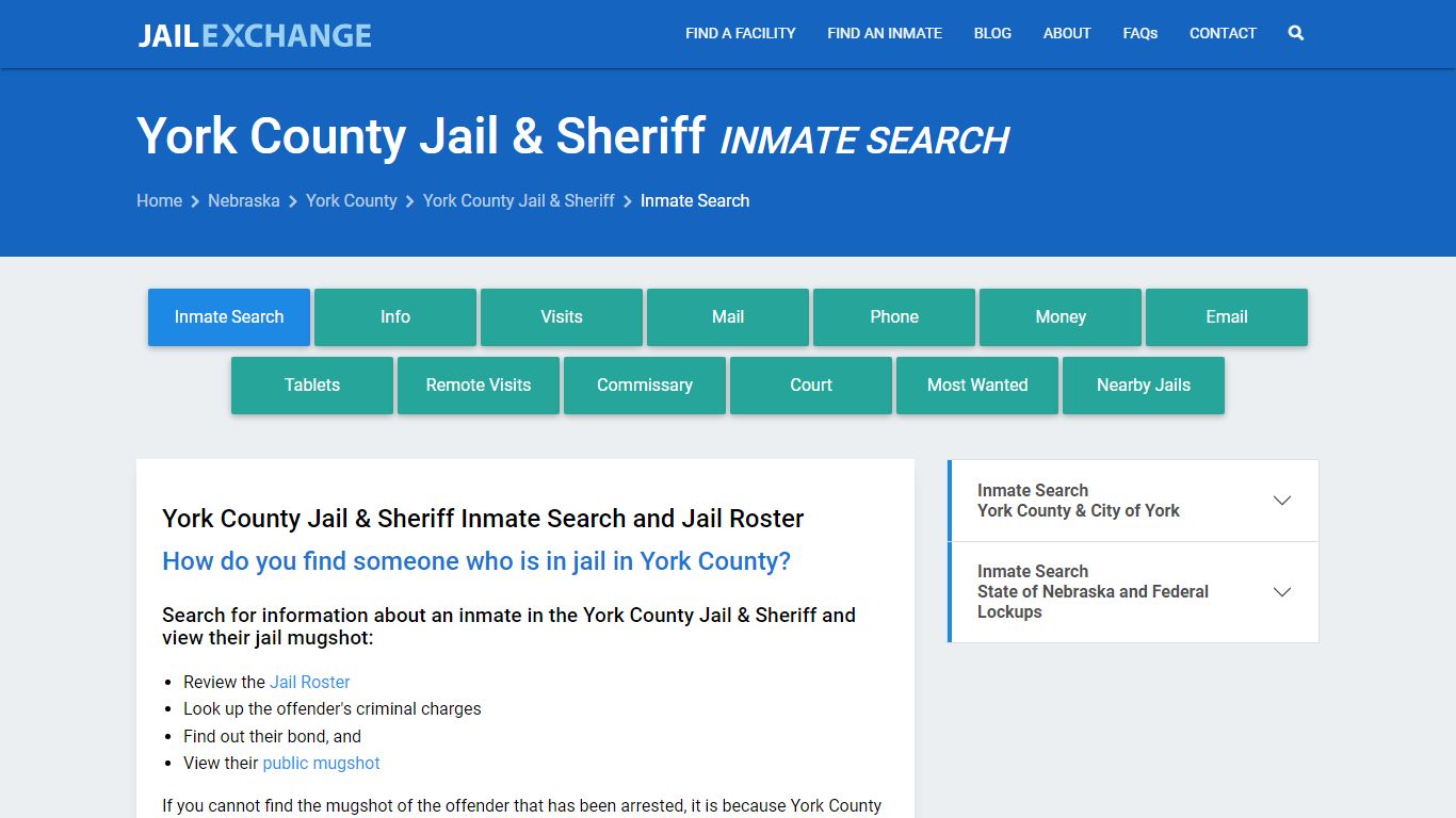 Inmate Search: Roster & Mugshots - York County Jail & Sheriff, NE